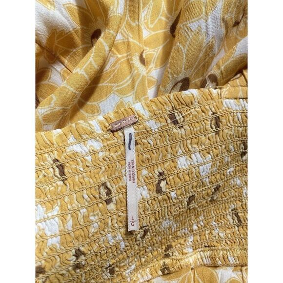 Free People Rosalee Midi Dress Yellow floral rose print sun summer Size L - NWOT - Picture 2 of 11